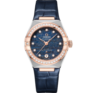 OMEGA® Constellation 29 mm, steel – Sedna™ gold on leather strap