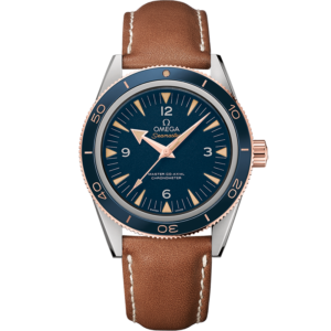 OMEGA® Seamaster Seamaster 300 41 mm, titanium – Sedna™ gold on leather strap