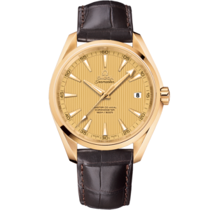 OMEGA® Seamaster Aqua Terra 150M 41.5 mm, yellow gold on leather strap