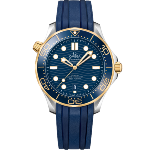 OMEGA® Seamaster Diver 300M 42 mm, steel – yellow gold on rubber strap