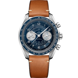 OMEGA® Speedmaster Chronoscope 43 mm, steel on leather strap